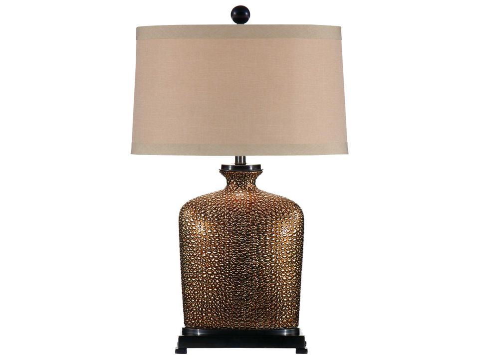 Bradford 1-Light Ceramic Table Lamp in Golden Bronze with Linen Shade