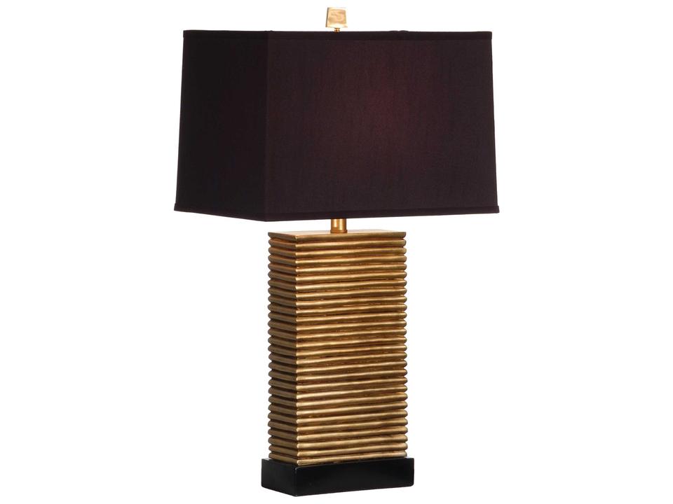 Abbington Hand Decorated Faux Wood Table Lamp with Black Silkette Shade