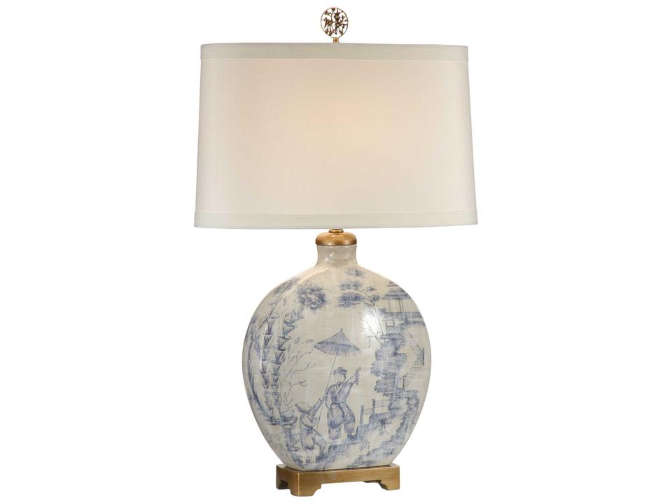 30-Inch 1-Light Ancient Snuff Bottle Hand Painted Porcelain Table Lamp