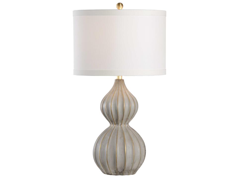 Delphine Natural Concrete Table Lamp with Off White Silkette Shade