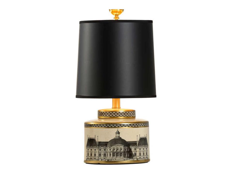 Architectural Stroll Table Lamp in Cream Ceramic and Gold