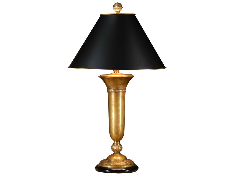 Cedric 1-Light Table Lamp with Hand Rubbed Patina Finish and Black Paper Shade