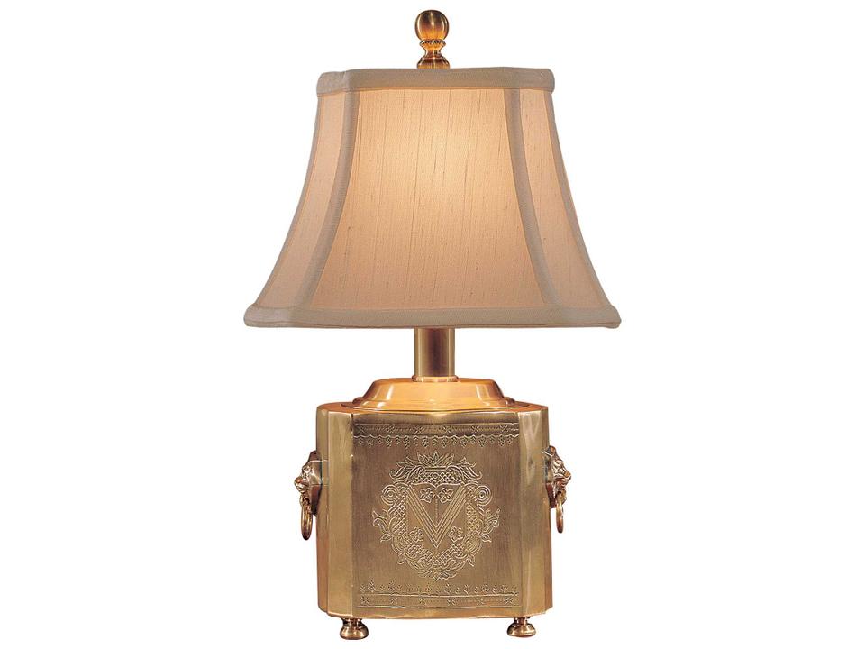 Tea Box 1-Light Table Lamp in Antique Patina Brass with Bone Silk Shade
