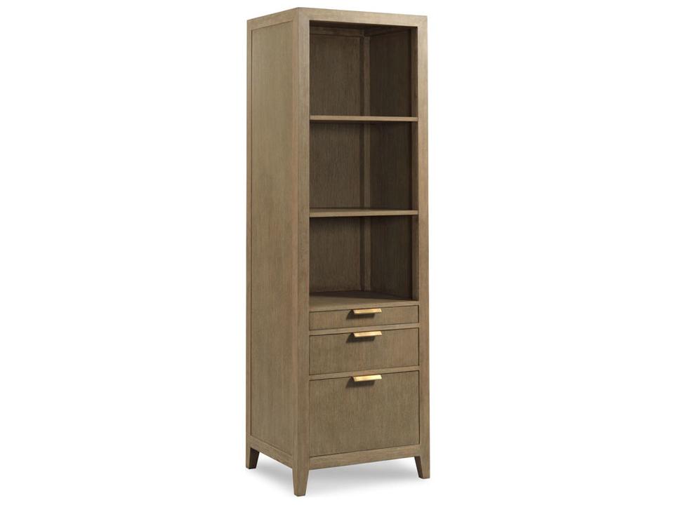 Beall Oak Wood Bookcase with Three Drawers in Vintage Finish