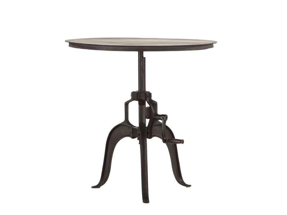 Artezia Round Cast Iron Adjustable Bar Table in Matte Black