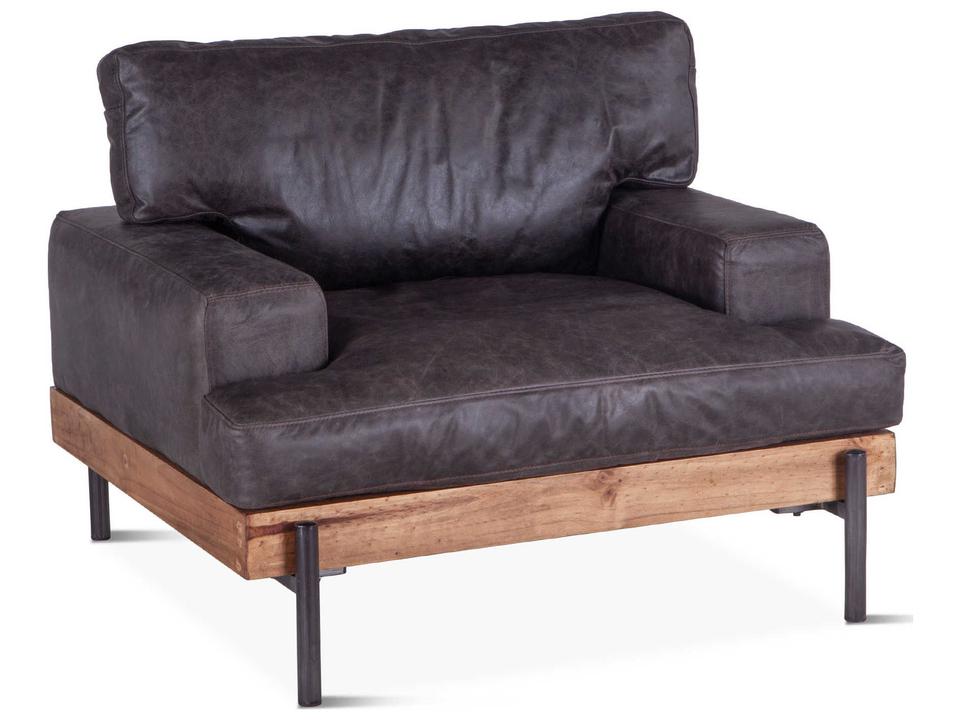 Chiavari Leather Armchair in Morocco Ebony