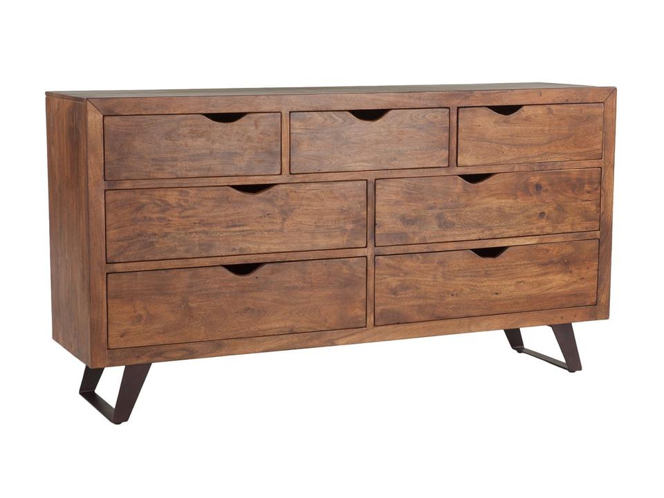 Nottingham 71-Inch Modern Acacia Wood Dresser in Walnut Finish