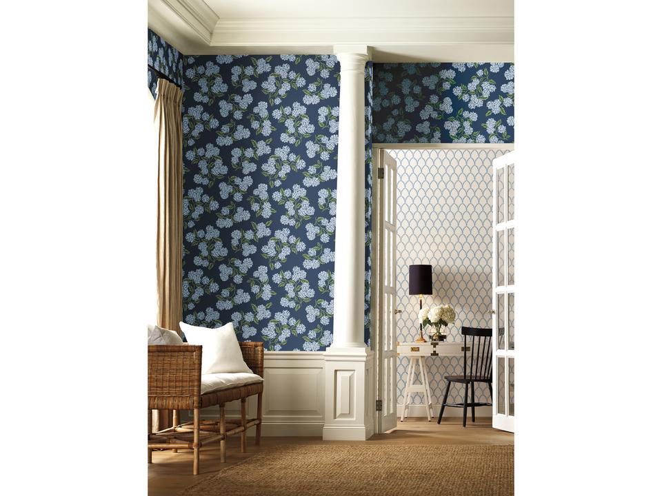 Navy Hydrangea Wallpaper