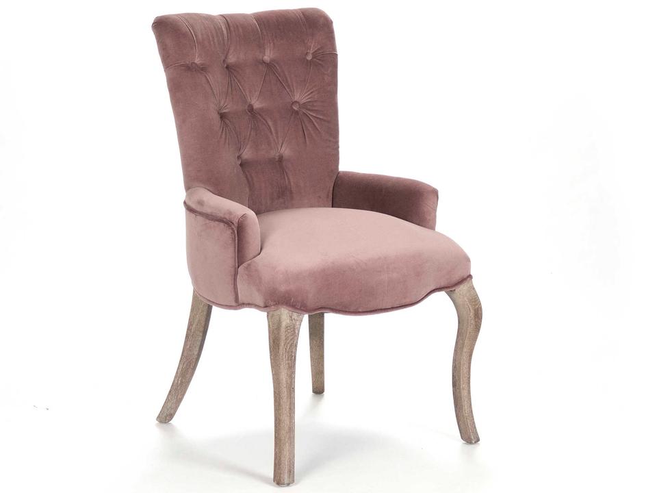 Iris Rose Velvet Accent Chair in Limed Grey Oak
