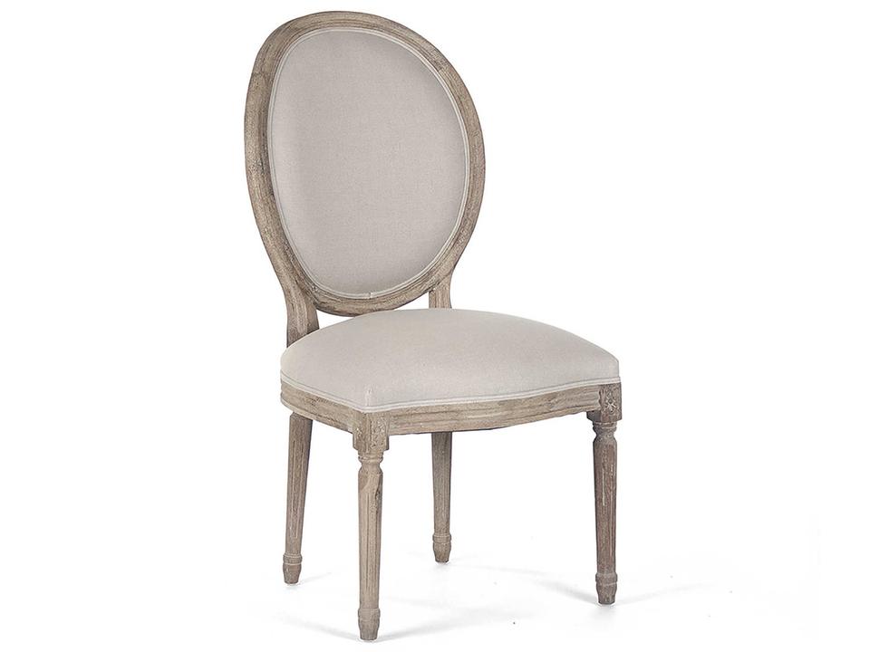 Medallion Natural Linen Upholstered Dining Side Chair in Limed Grey Oak