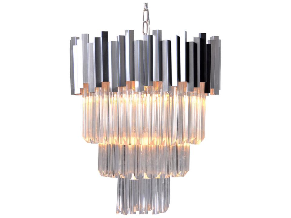 4-Light 4-Tier Crystal Chandelier in Matte Silver